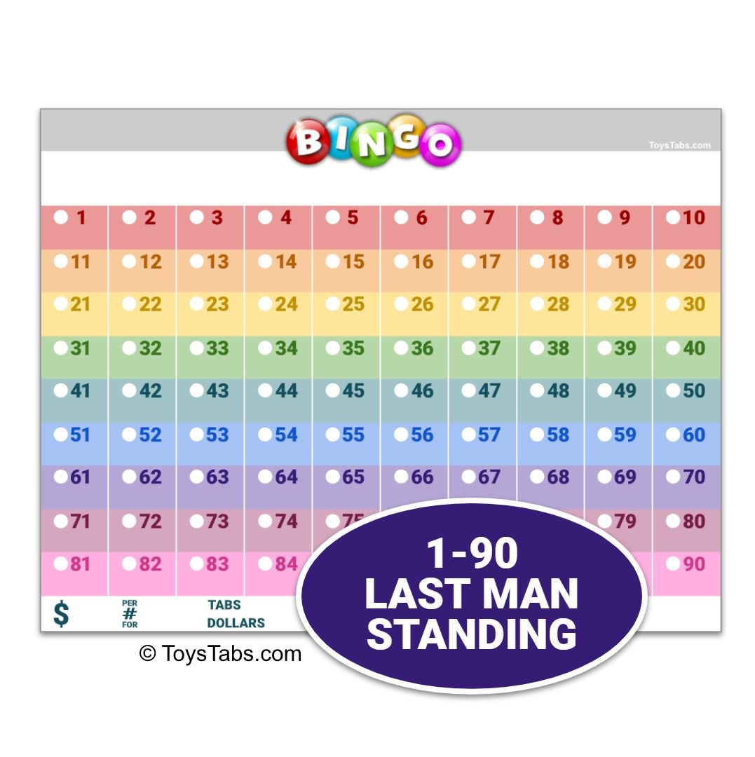 Last Man Standing 1-90 Bingo Notepad | Toys Tabs Bingo Notepads ...