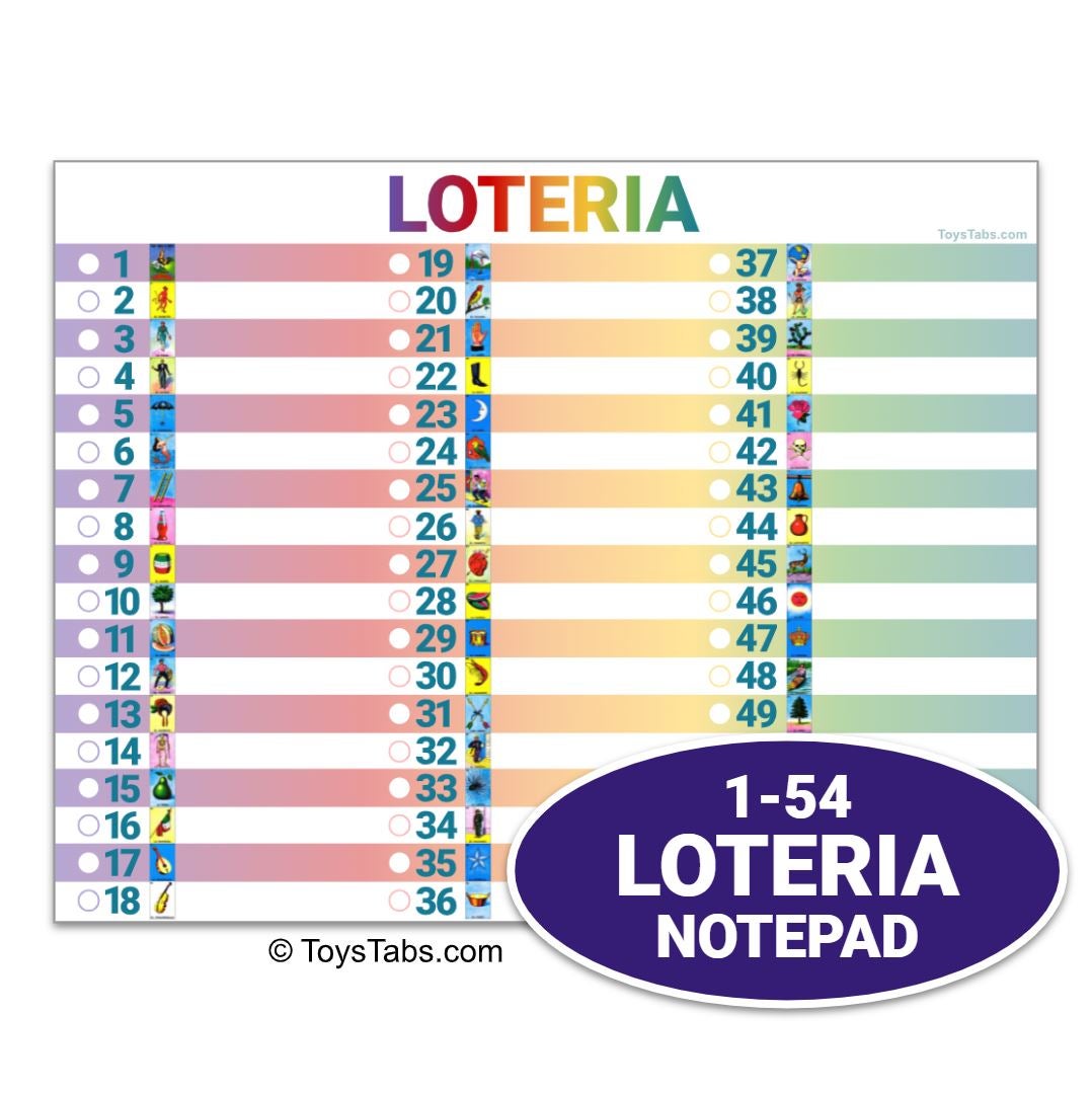 LOTERIA Game Raffle Sheets Laminated Notebook Numbers Name BINGO